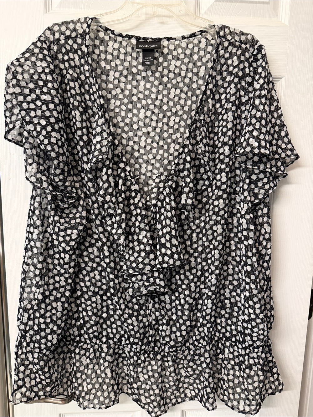 Black & White Ruffle V-Neck Blouse